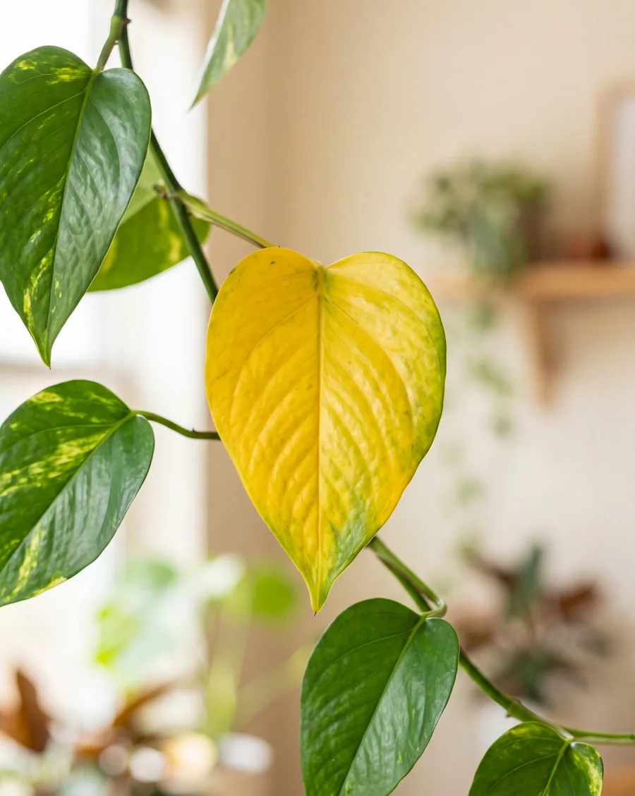 Texture of a partly yellow monstera leaf