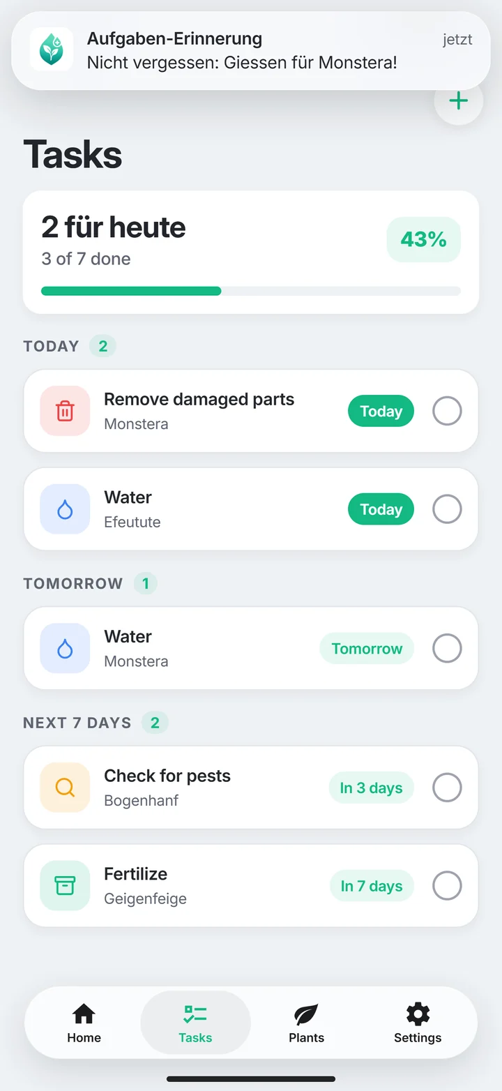 PlantDoctor: Care tasks and reminders