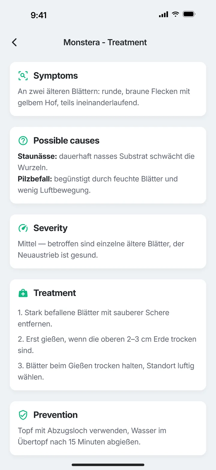 PlantDoctor: Possible causes and treatment steps